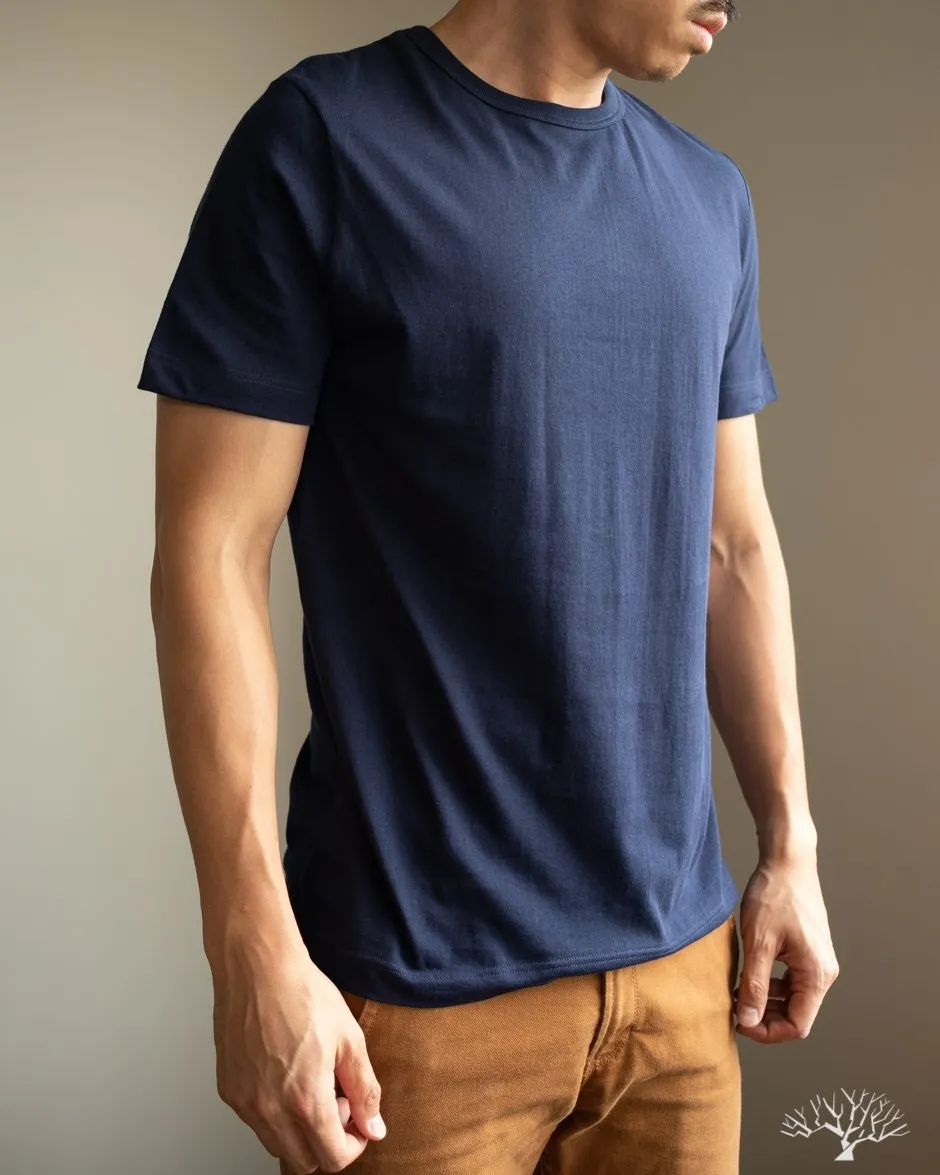 1950s Organic Cotton Crew Neck Tee - Ink Blue