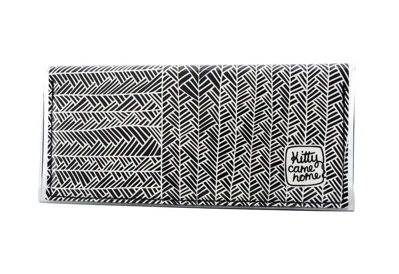 Bi-fold Clutch - Herringbone black and white