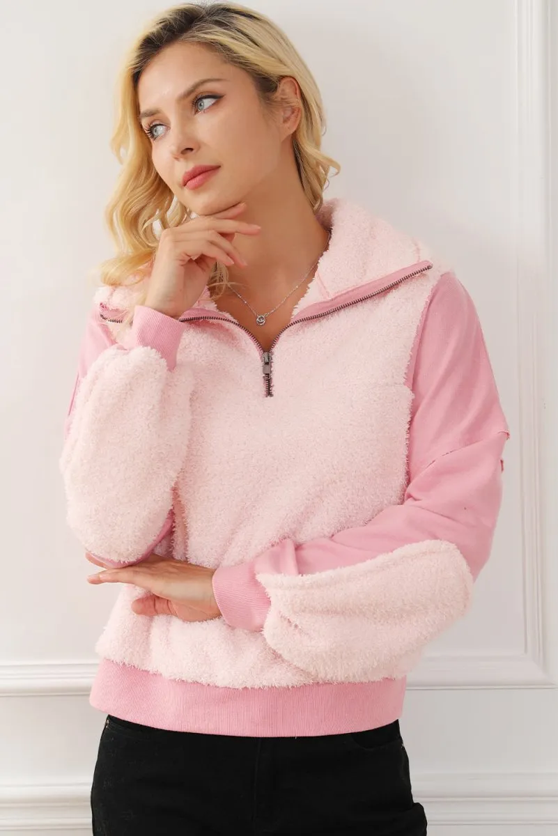 Blush Cozy Punk Zip Up Sweatshirt