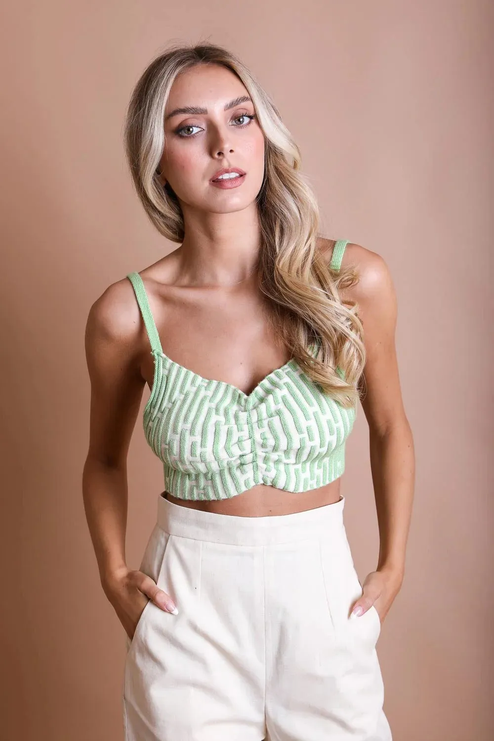 Cozy Casual Stylish Mod Lines Cropped Contour Cami Brami