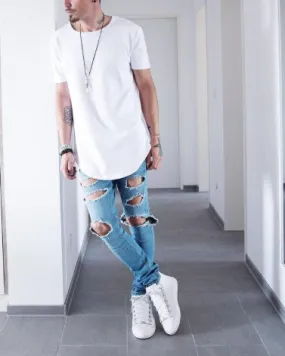 Curve Hem Casual Mens T-shirt