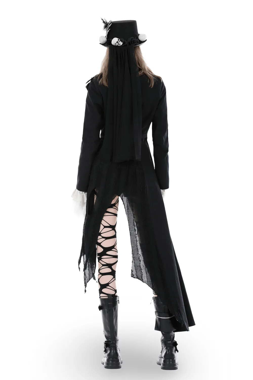 Elegant Black Long Coat with Stylish Belt Detail
