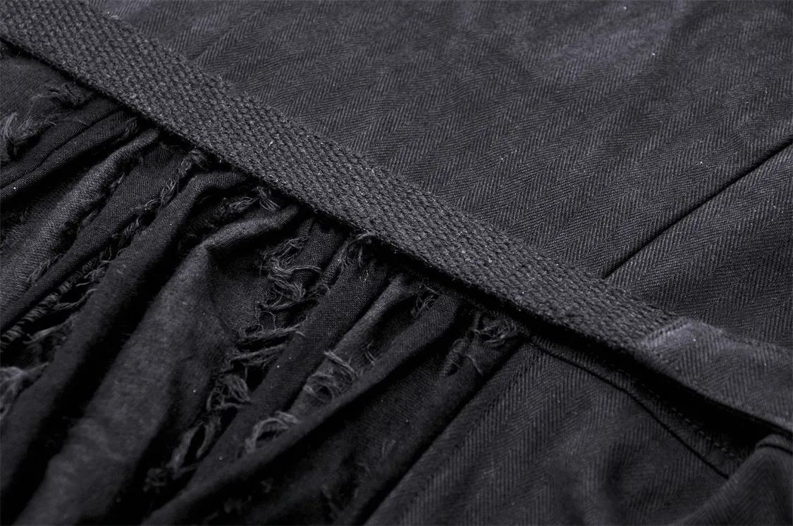 Elegant Black Long Coat with Stylish Belt Detail