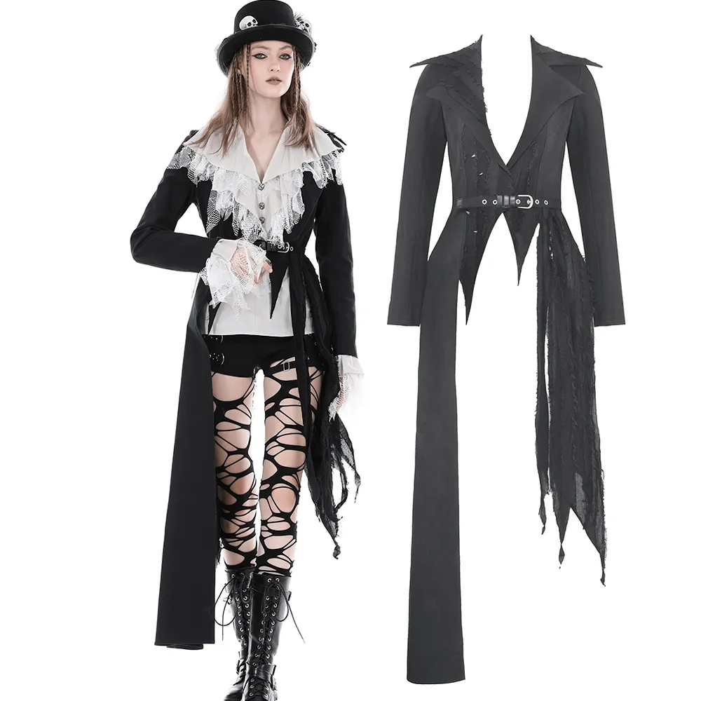 Elegant Black Long Coat with Stylish Belt Detail
