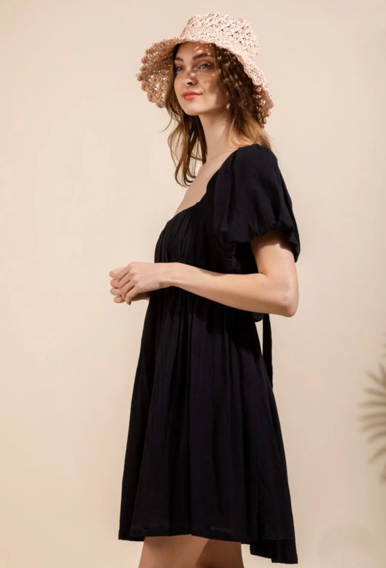 Emily Pleated Solid mini Dress