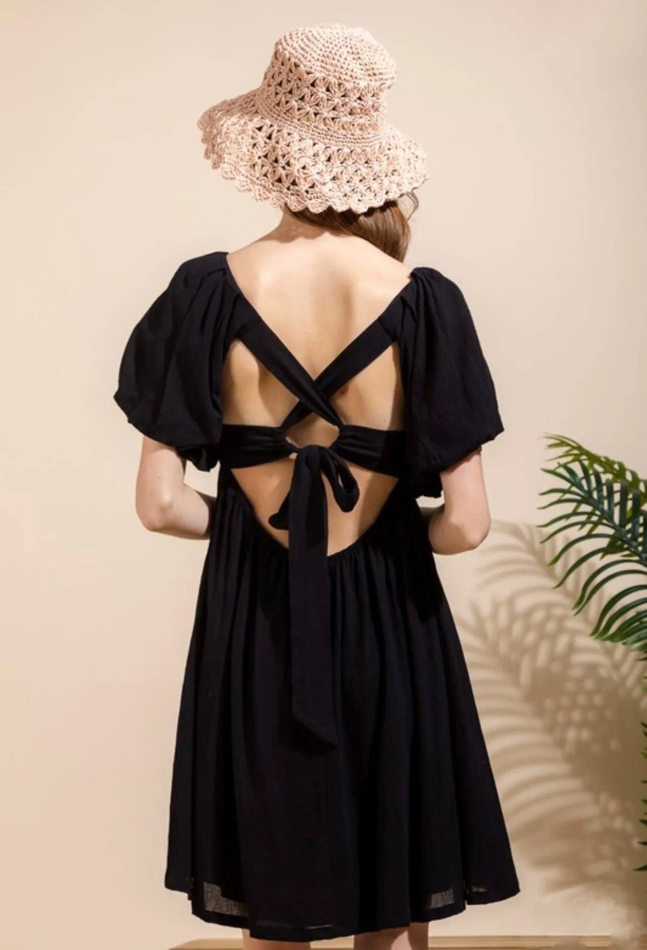 Emily Pleated Solid mini Dress
