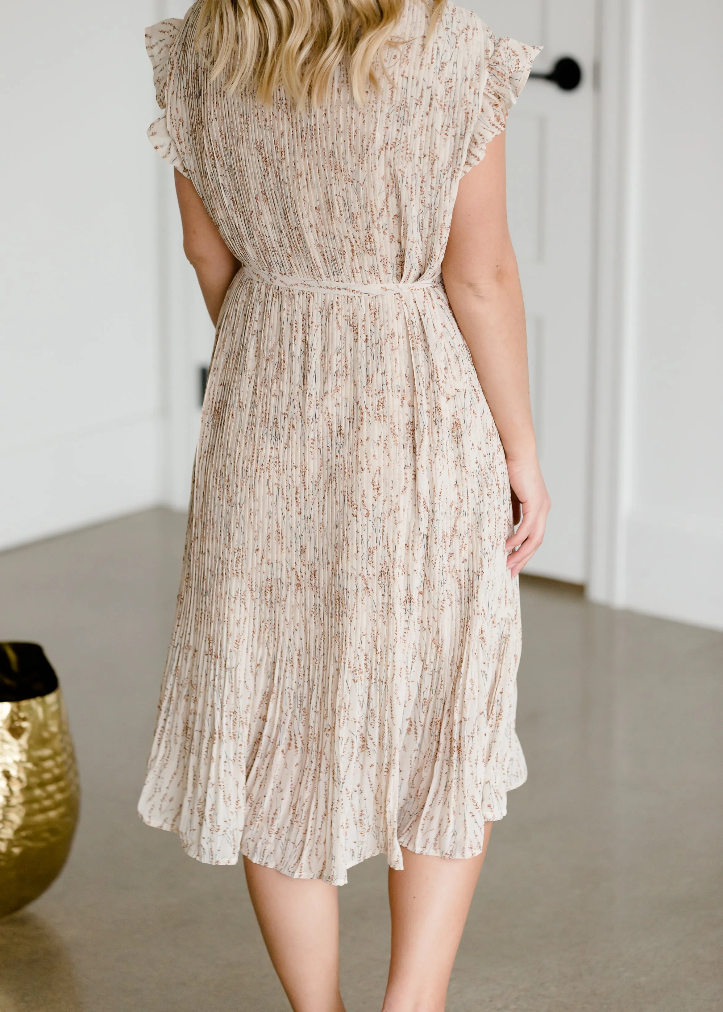 Floral Textured Belted Midi Dress - FINAL SALE