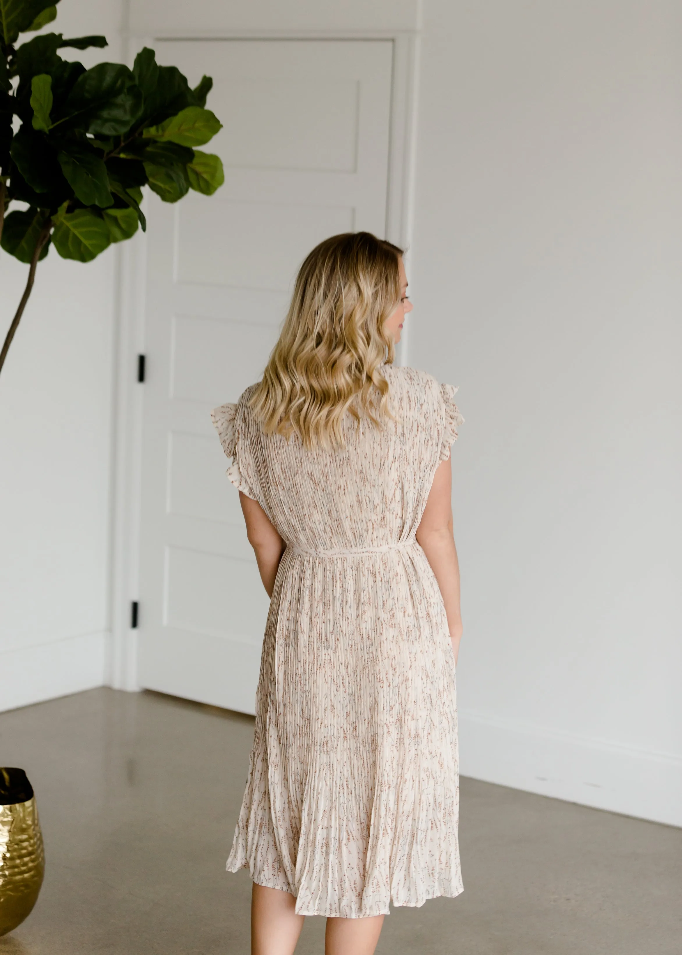 Floral Textured Belted Midi Dress - FINAL SALE