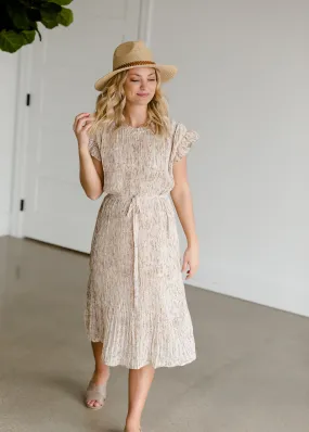 Floral Textured Belted Midi Dress - FINAL SALE