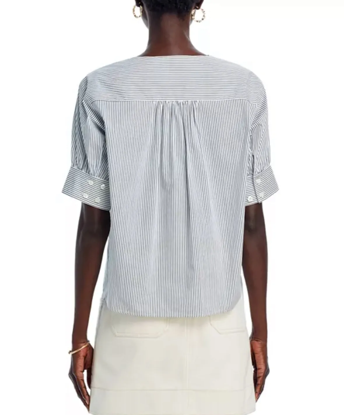 FRAME The V-Neck Popover in Steel Blue
