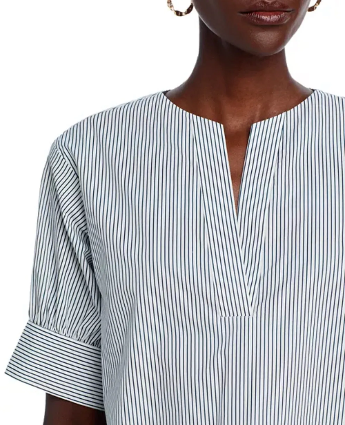 FRAME The V-Neck Popover in Steel Blue