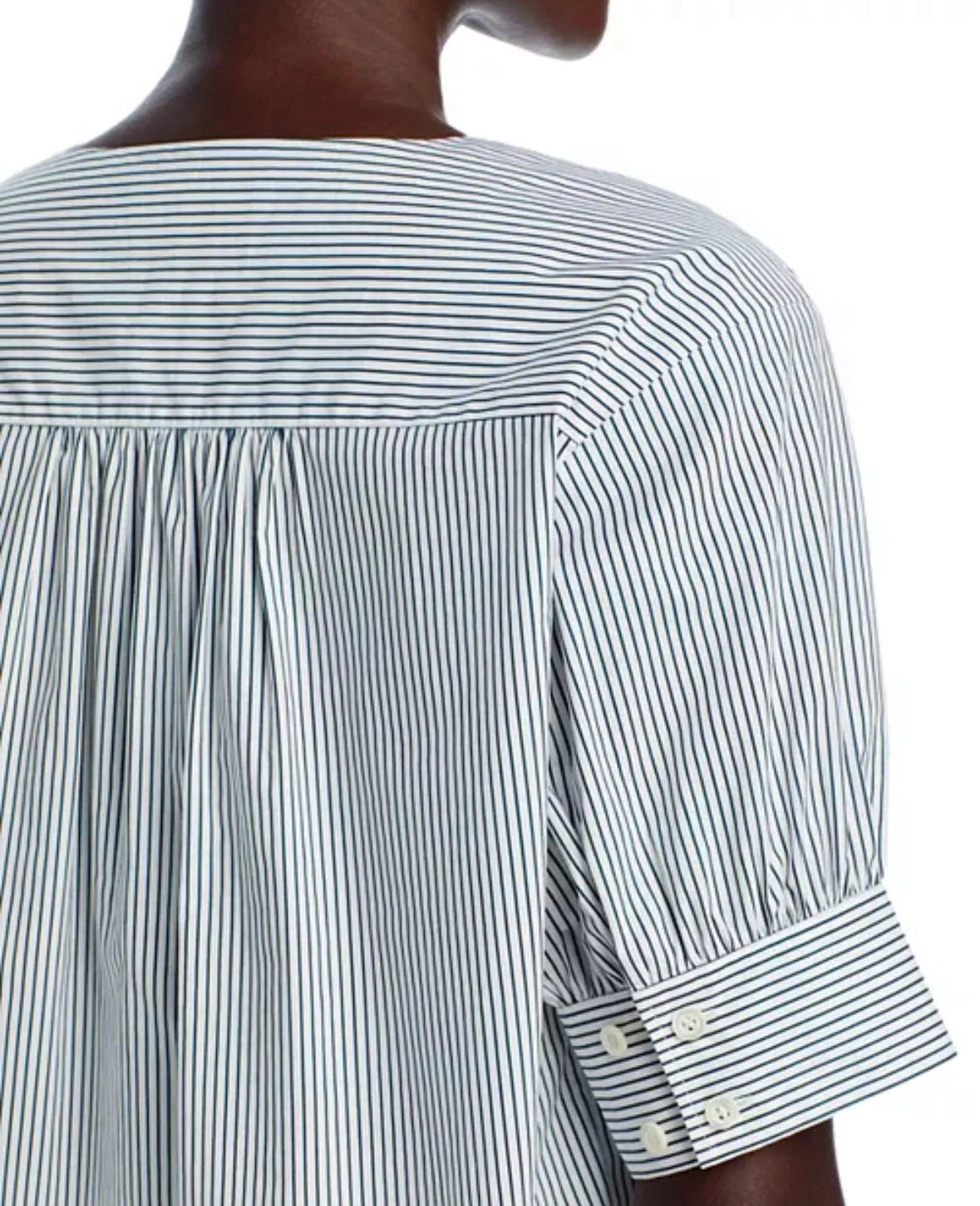 FRAME The V-Neck Popover in Steel Blue