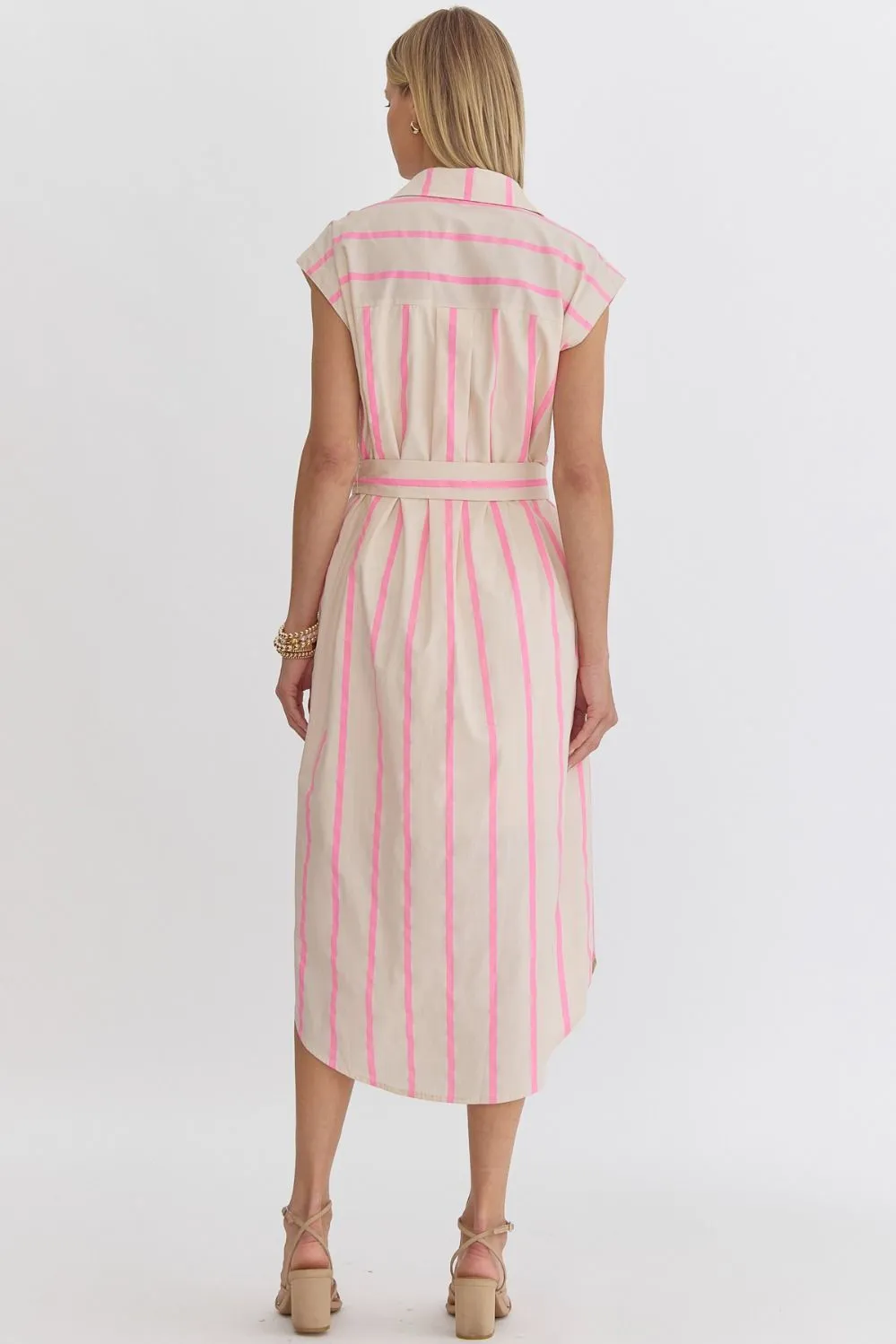 Georgina Pink Striped Midi Dress