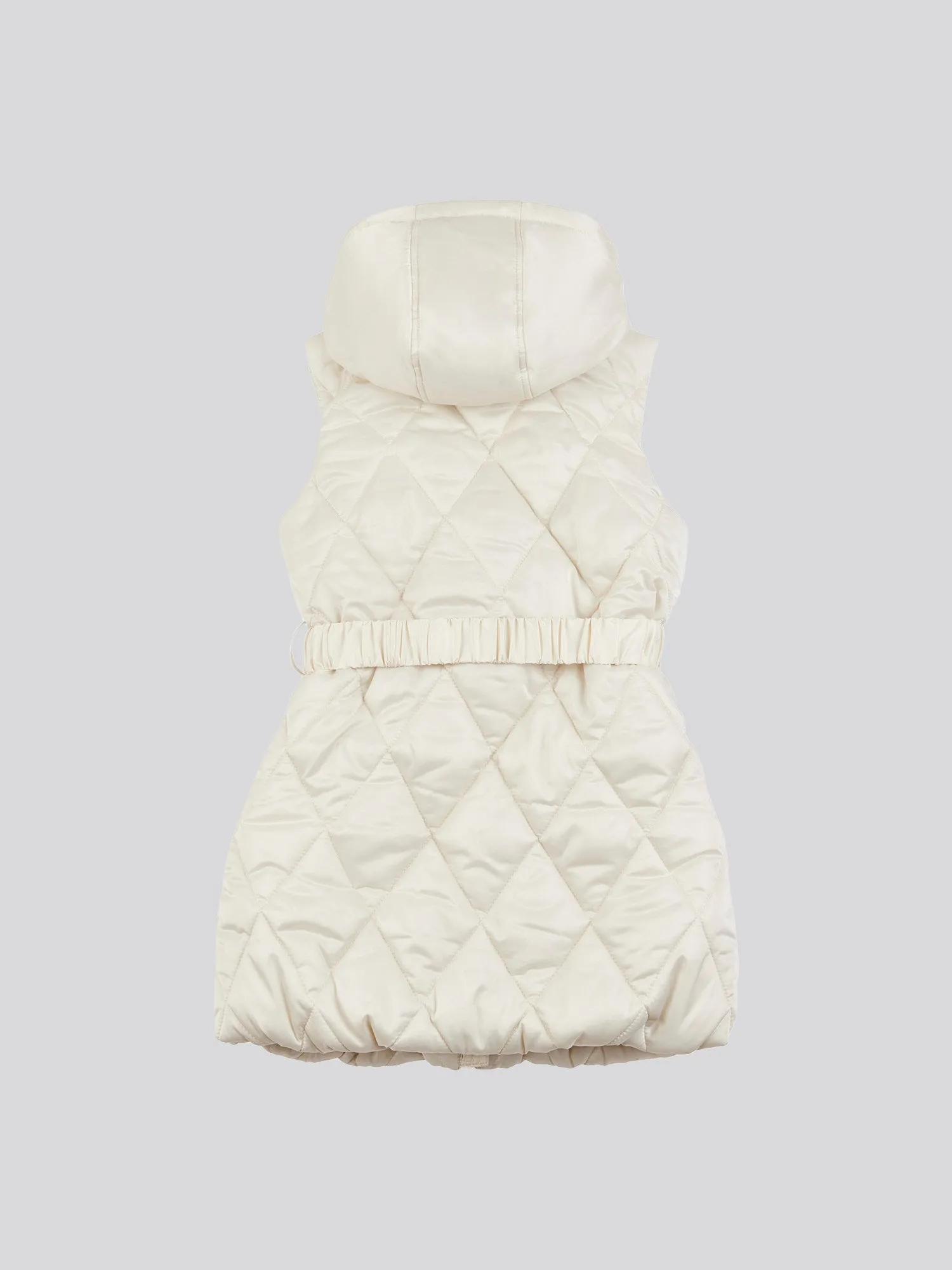 Girls Longline Puffer Gilet in Turtle Dove
