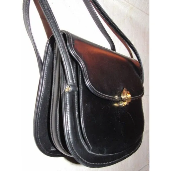 Gucci Structured Envelope Top Two Handle Kelly Black Leather Satchel
