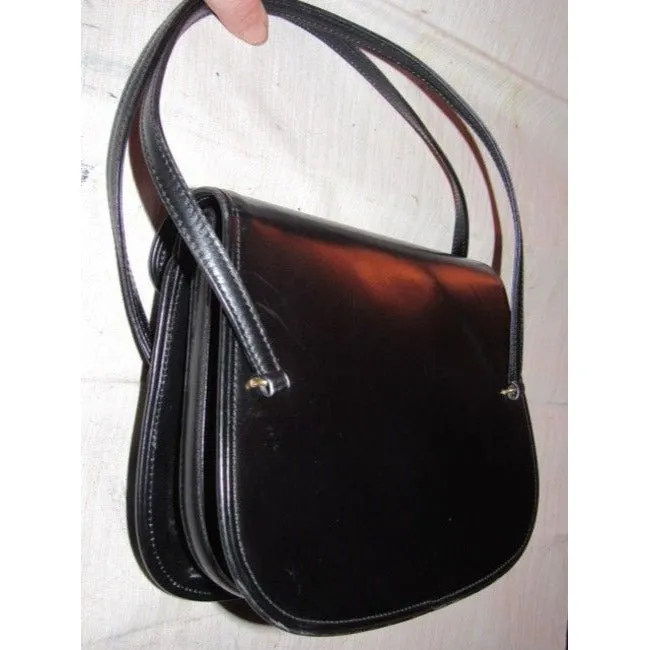 Gucci Structured Envelope Top Two Handle Kelly Black Leather Satchel