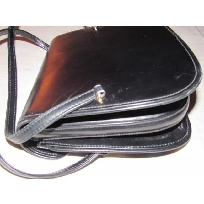 Gucci Structured Envelope Top Two Handle Kelly Black Leather Satchel