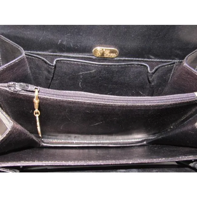 Gucci Structured Envelope Top Two Handle Kelly Black Leather Satchel