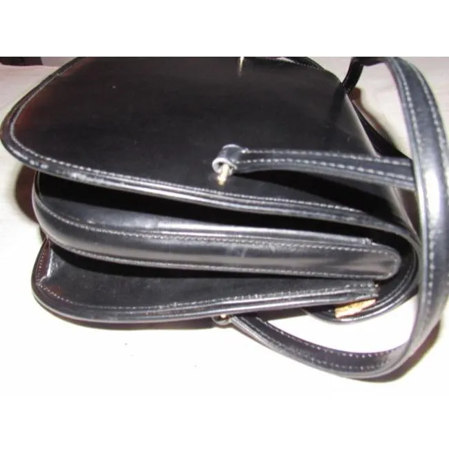Gucci Structured Envelope Top Two Handle Kelly Black Leather Satchel