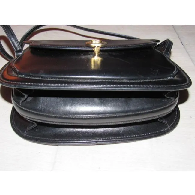 Gucci Structured Envelope Top Two Handle Kelly Black Leather Satchel