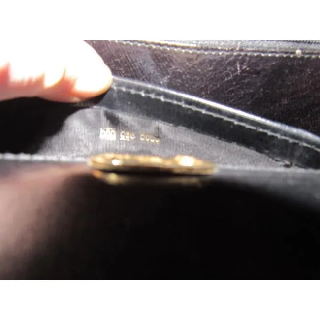 Gucci Structured Envelope Top Two Handle Kelly Black Leather Satchel
