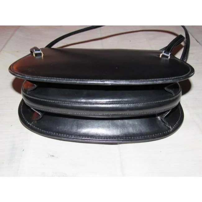 Gucci Structured Envelope Top Two Handle Kelly Black Leather Satchel