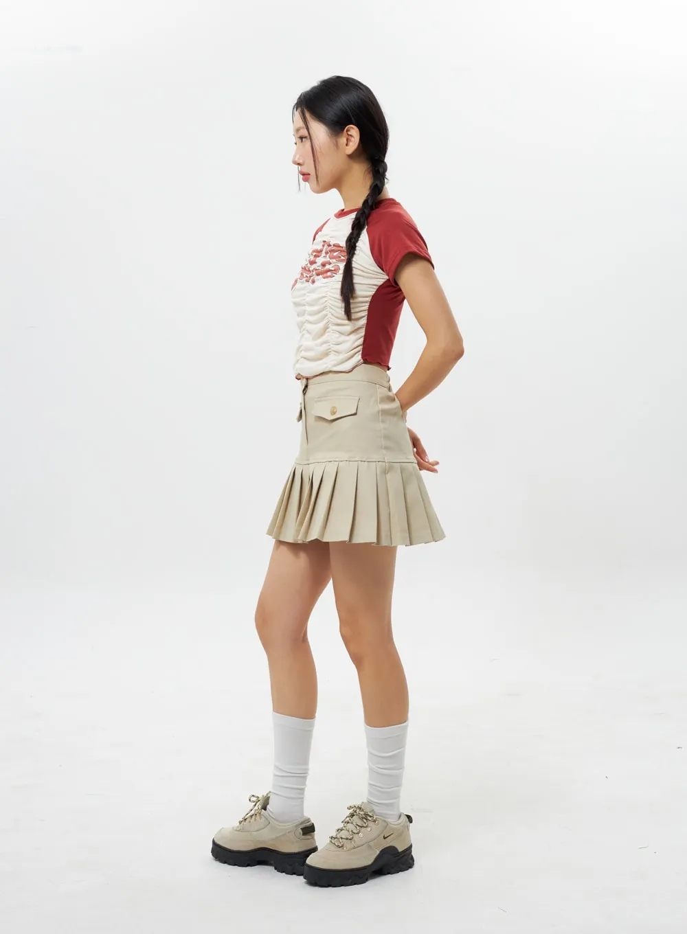 High Waist Pleated Skort IY312