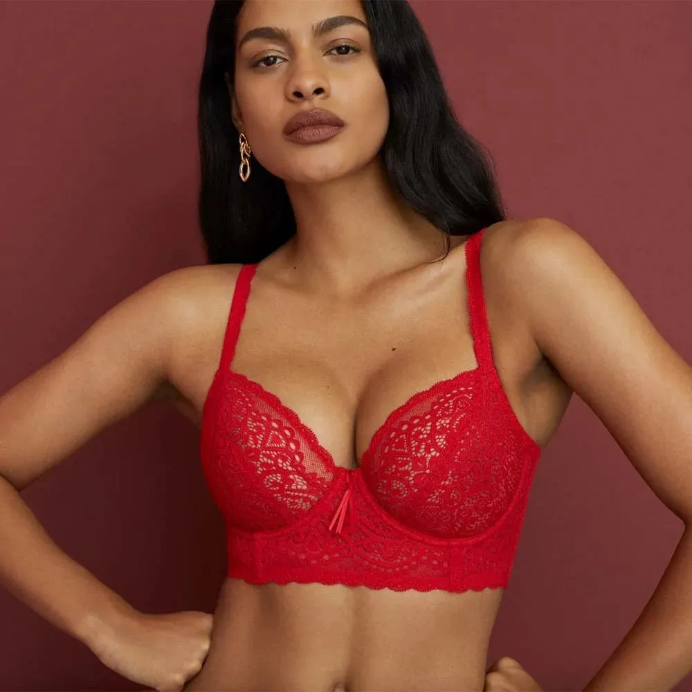 I Do Plunge Bra Longline - Scarlet