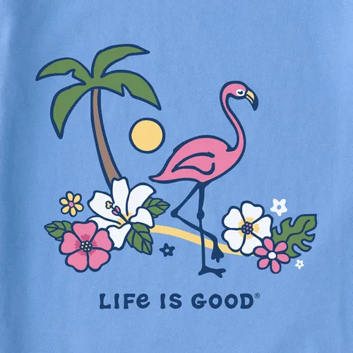 Life is Good W SS Crusher Vee Flamingo Beach BLUE