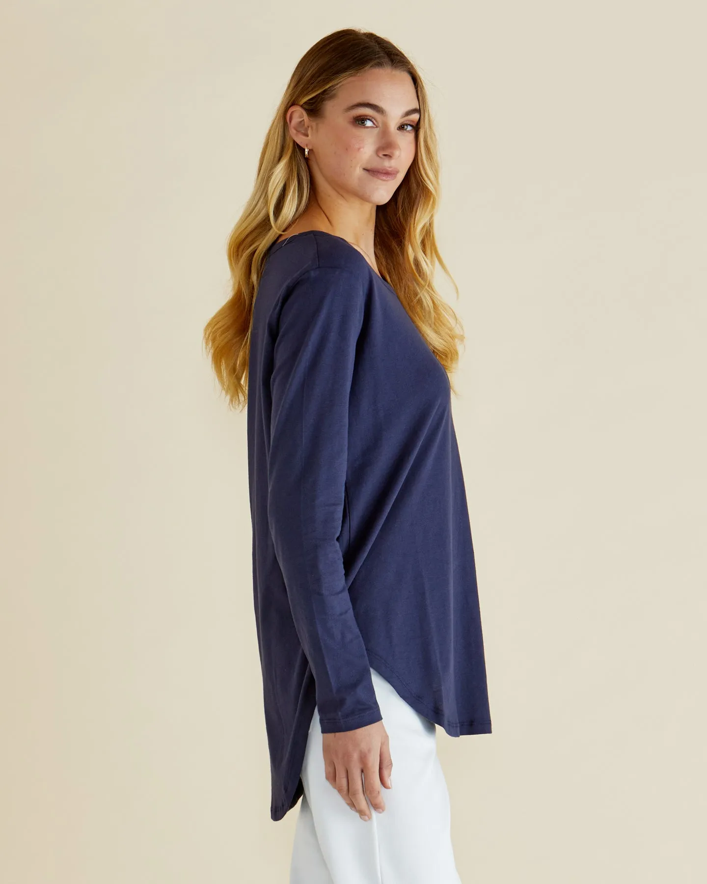 Megan Long Sleeve Top - Navy
