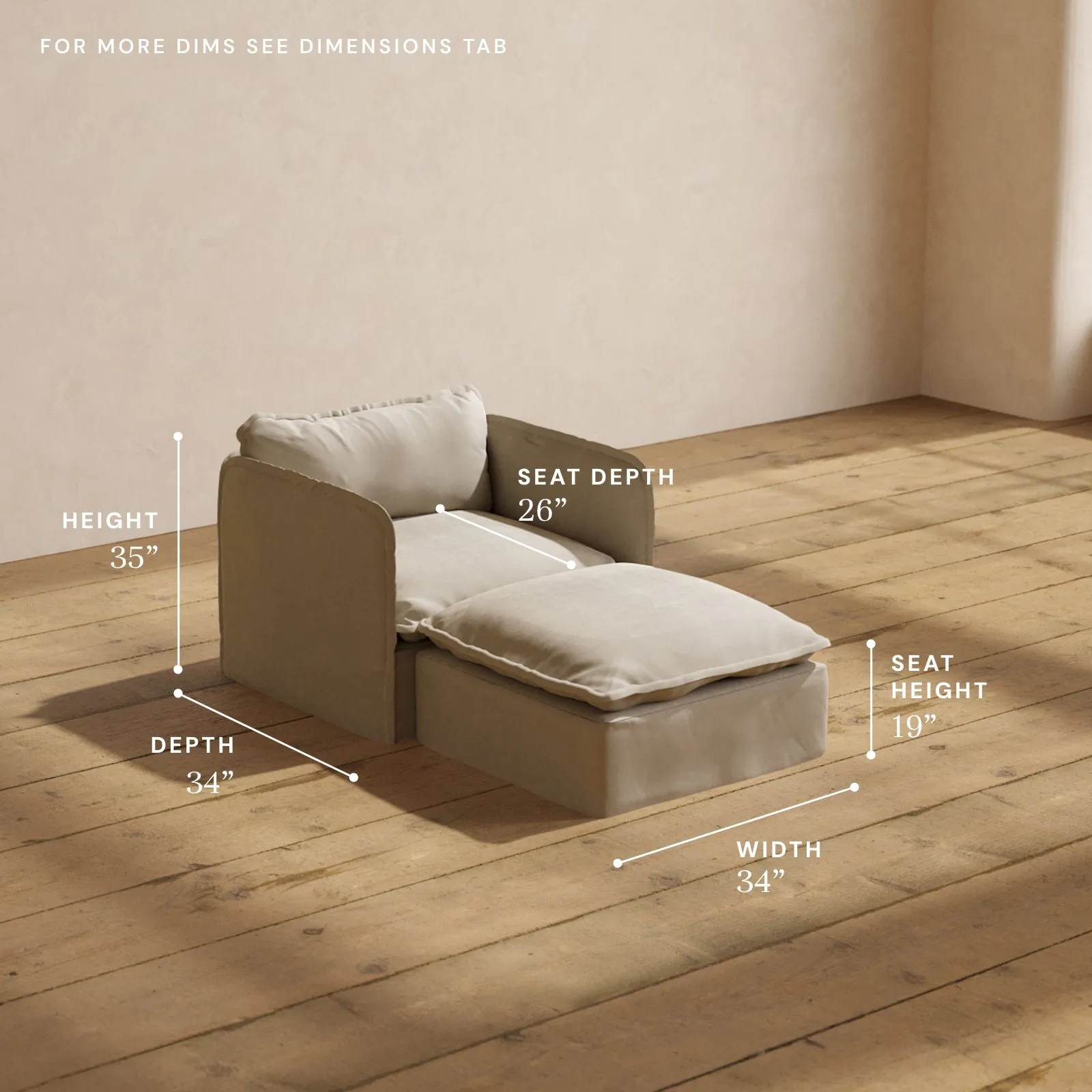 Modular Performance Chaise Armchair in Dune | Relaxed Blend