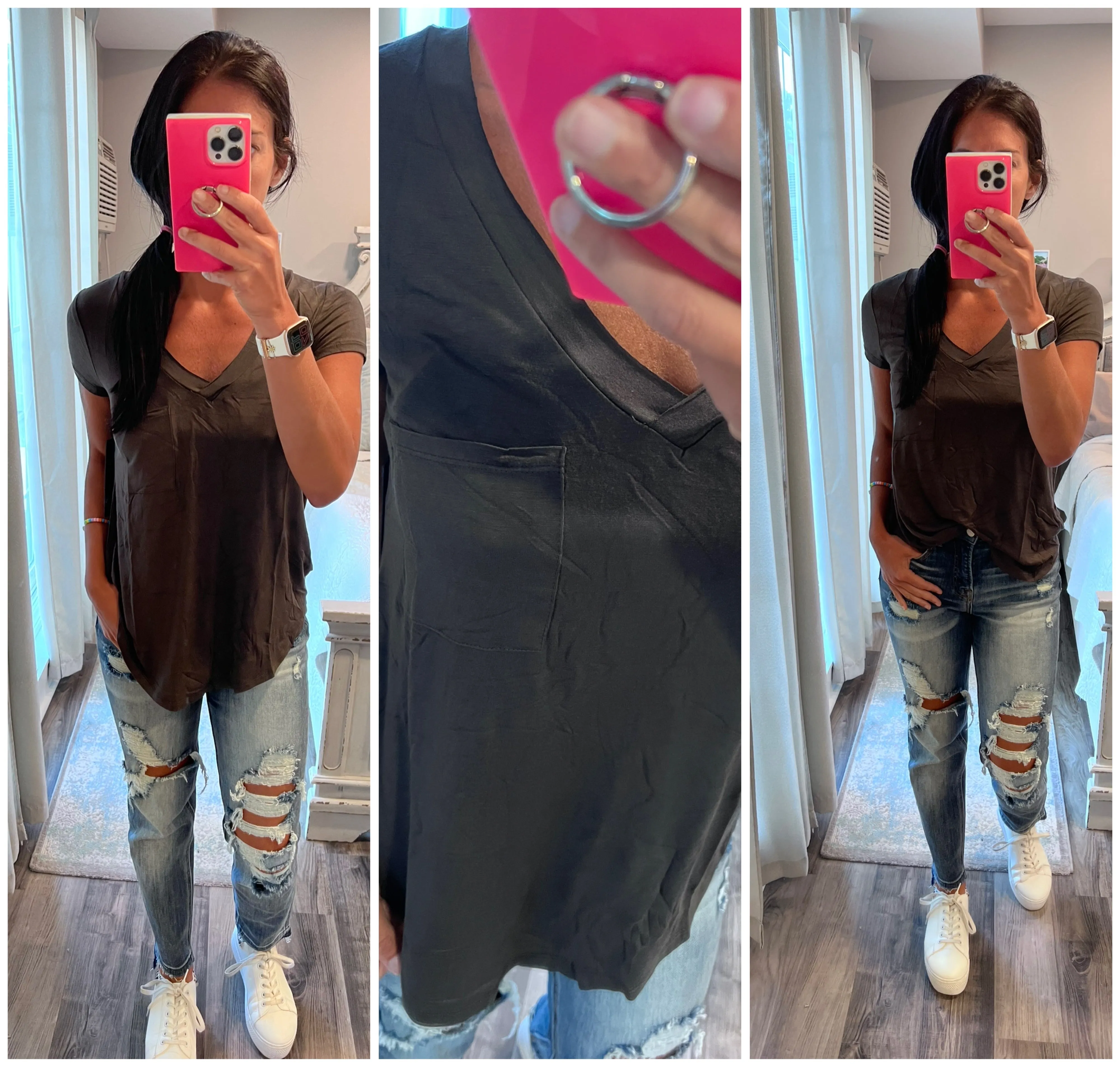 Mono B Deep V Pocket Tee
