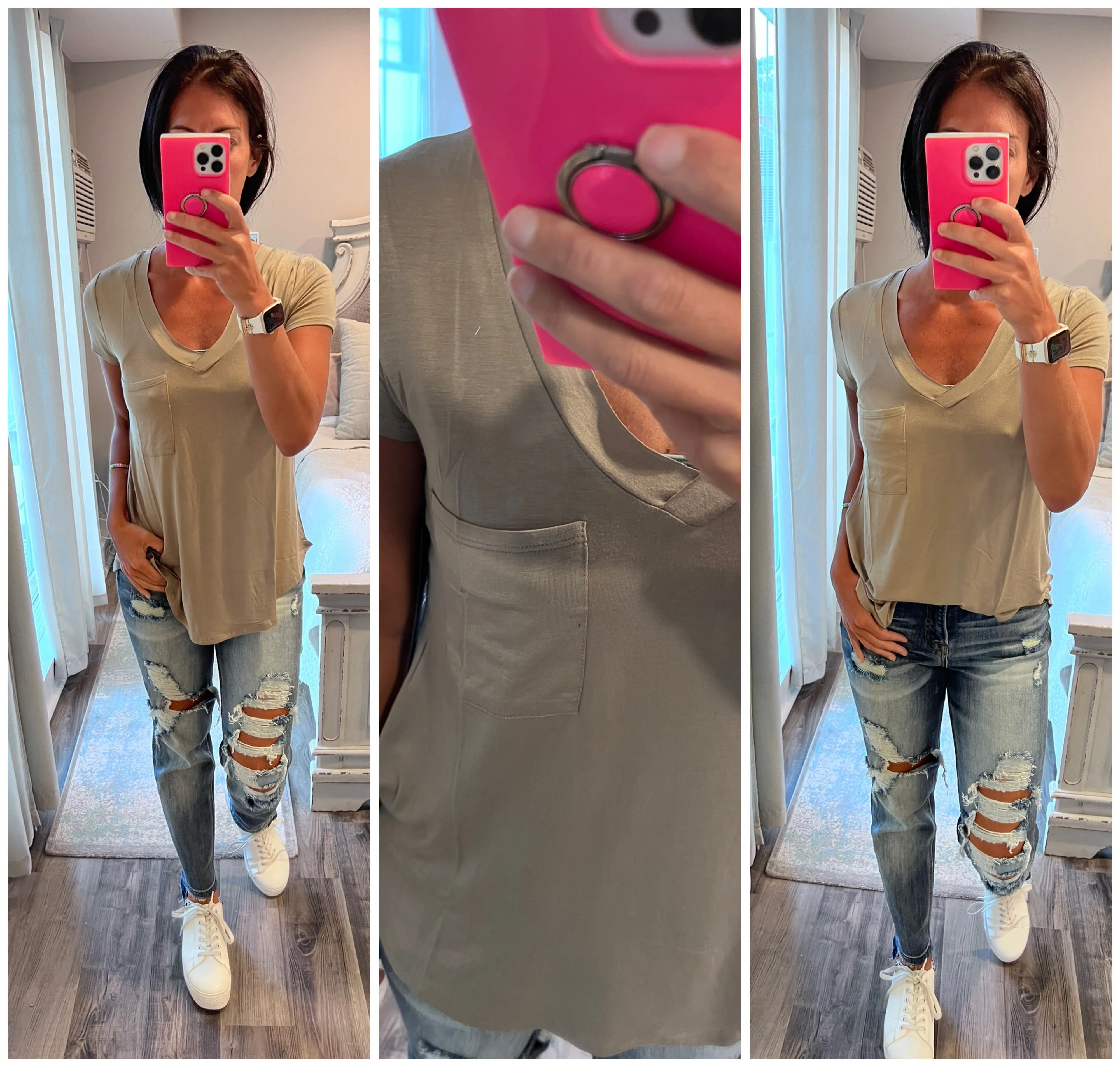 Mono B Deep V Pocket Tee