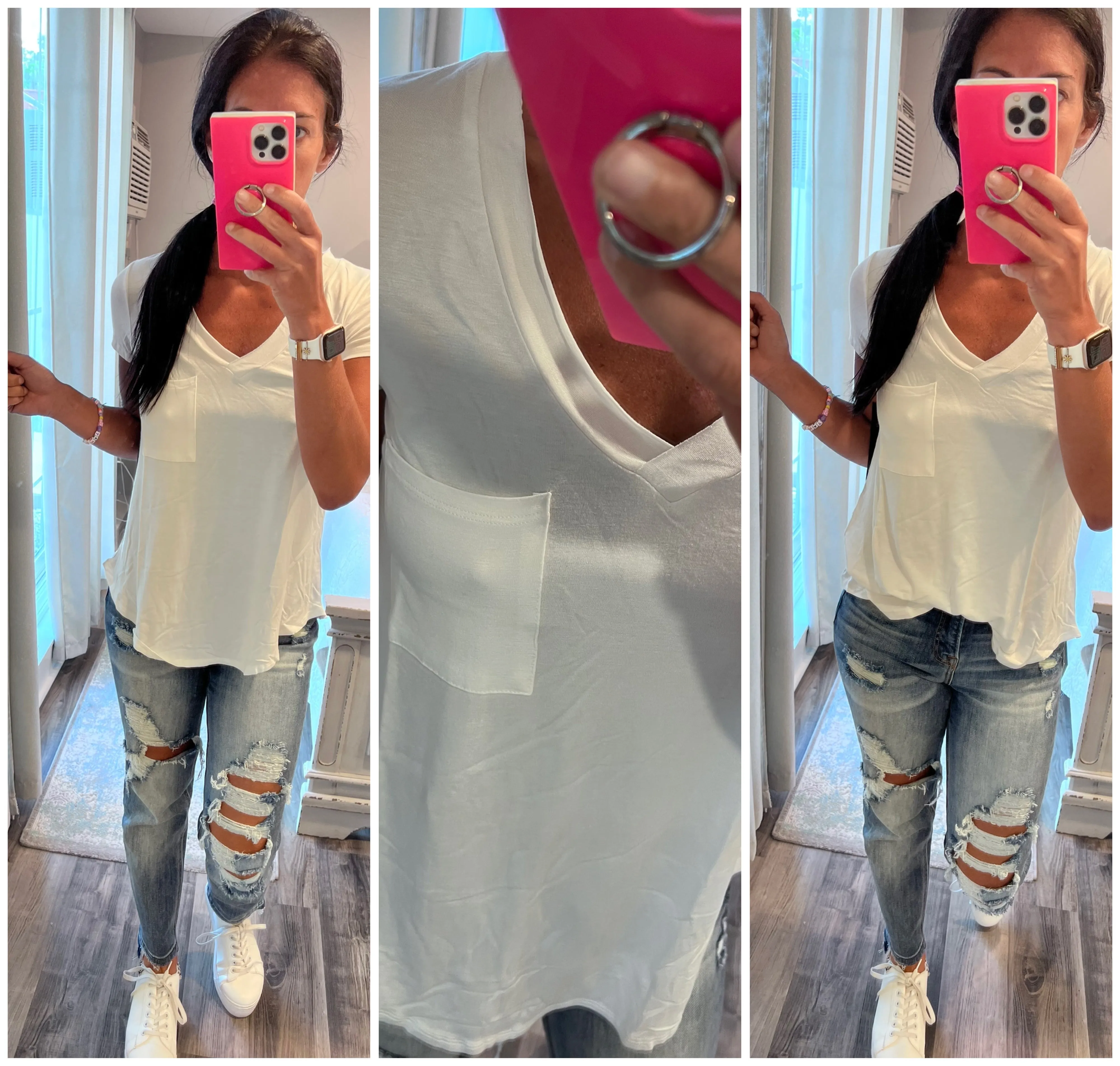 Mono B Deep V Pocket Tee