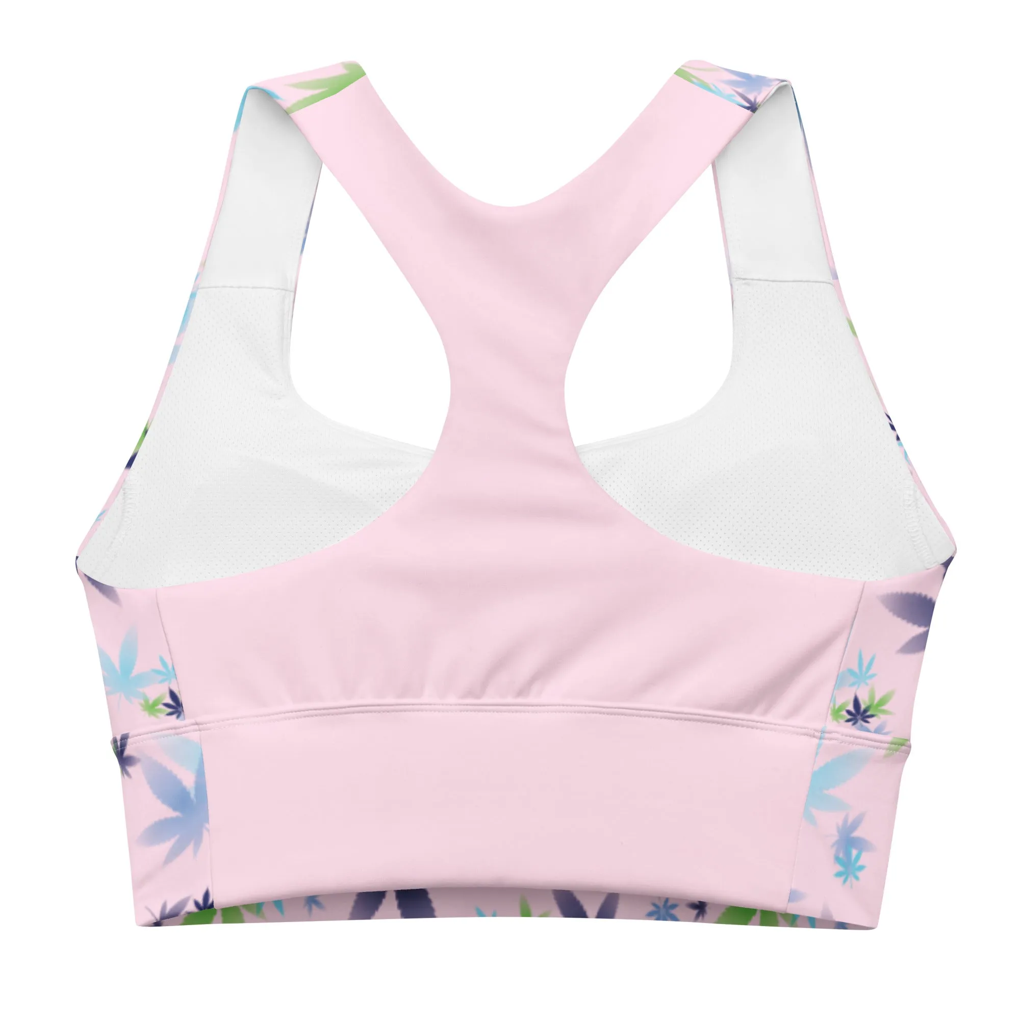 Pink Weed Floral Longline Sports Bra