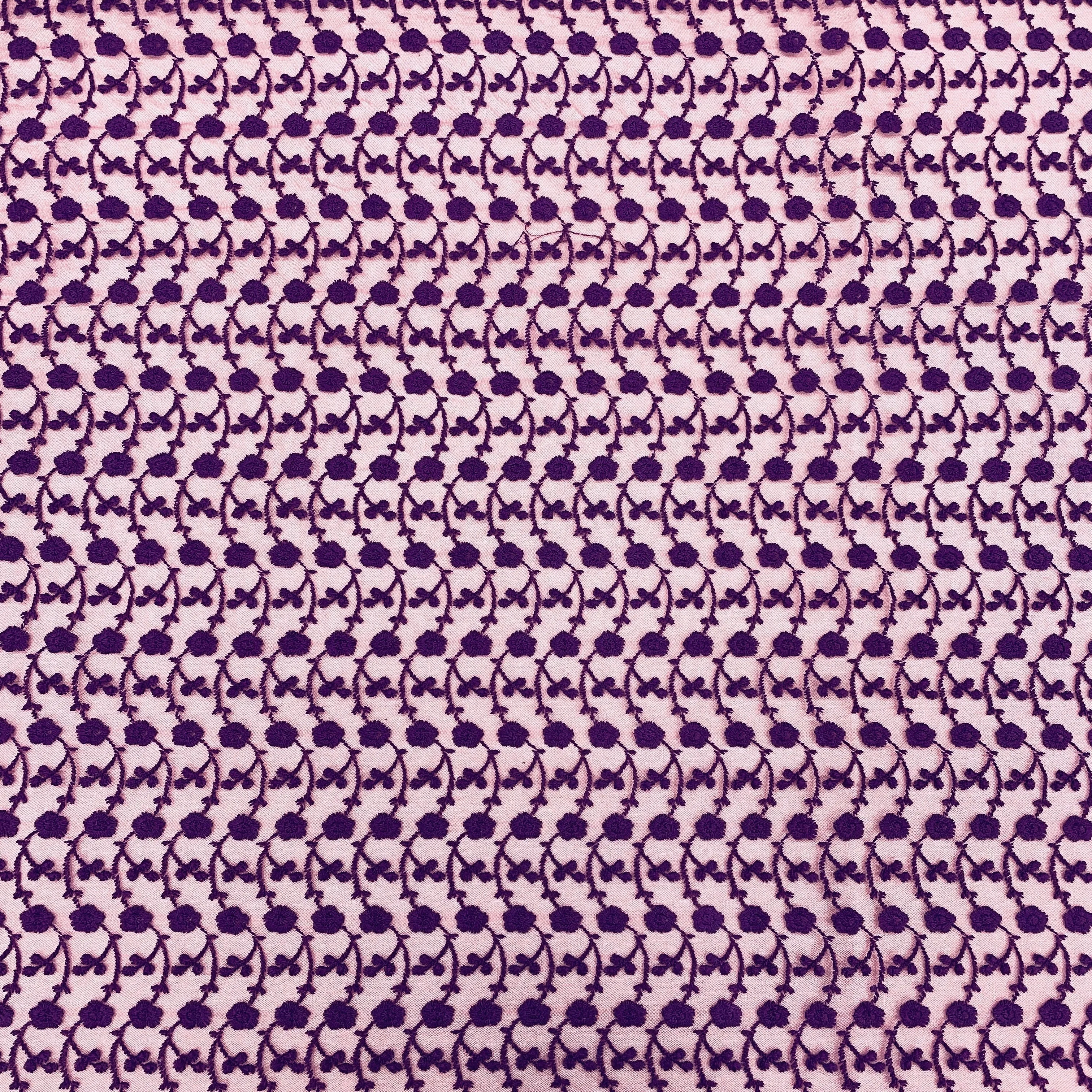 Purple Floral Print Lace Fabric