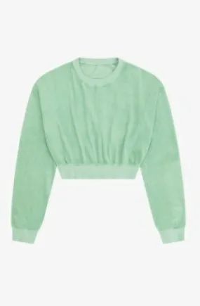 Terry Cloth Cropped Sweatshirt - Pistachio