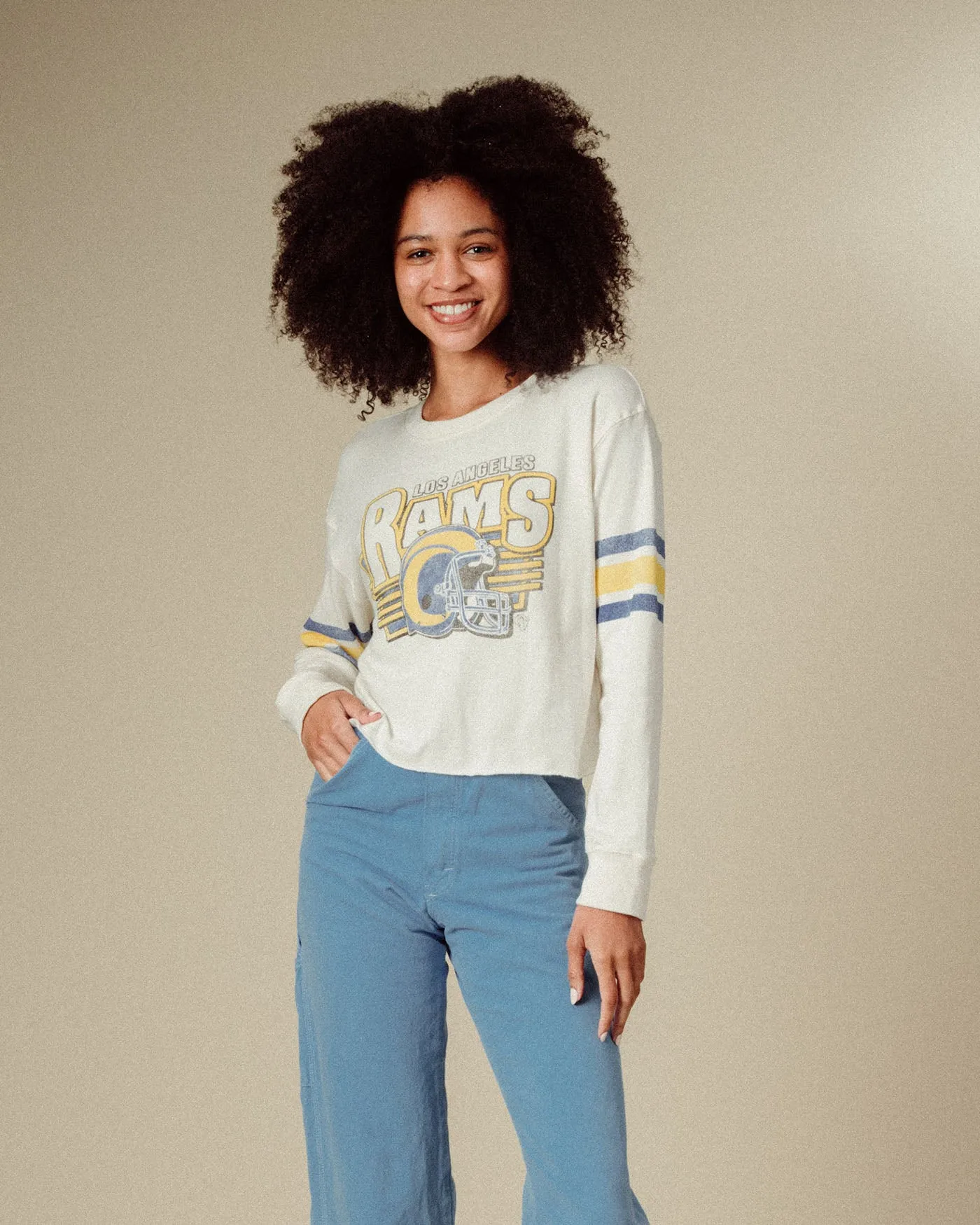 Women's Los Angeles Rams Kickoff Crop Crew Fleece