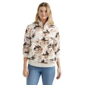 WRANGLER Womens Bold Bucking Quarter Zip Sweatshirt