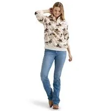 WRANGLER Womens Bold Bucking Quarter Zip Sweatshirt
