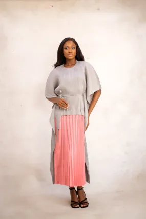 ZAYA ZUKI DRESS -  GREY & CORAL PINK